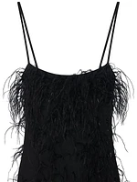 Evening Straps Dress with Feathers and Lurex