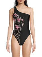 Malibu One-Shoulder Hand-Beaded Swimsuit