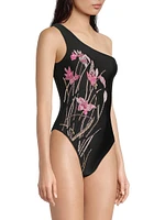 Malibu One-Shoulder Hand-Beaded Swimsuit