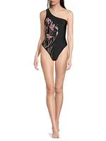 Malibu One-Shoulder Hand-Beaded Swimsuit