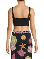 New York Seashell Hand-Beaded Crop Top