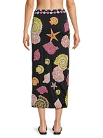 New York Seashell Hand-Beaded Pencil Skirt