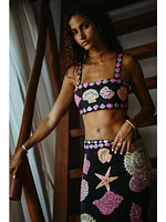 New York Seashell Hand-Beaded Pencil Skirt