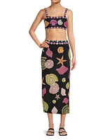 New York Seashell Hand-Beaded Pencil Skirt