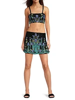 Santa Monica Floral Beaded Crop Top