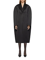 Oversized Coat in Silk Satin Duchesse