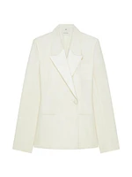 Slim Fit Jacket Wool and Mohair with Satin Collar