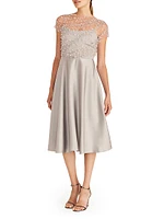 Lori Glimmer Imitation-Pearl-Embellished Satin Dress