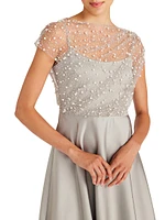 Lori Glimmer Imitation-Pearl-Embellished Satin Dress