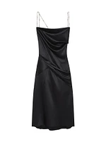 Straps Dress Satin with Pearls & Crystals