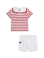 Baby Boy's 2-Piece Striped Polo & Shorts Set