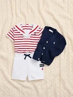 Baby Boy's 2-Piece Striped Polo & Shorts Set