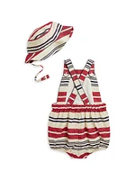 Baby Boy's 2-Piece Striped Bucket Hat & Romper Set