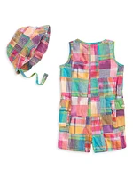 Baby Boy's Madras Plaid Shortalls & Bucket Hat Set