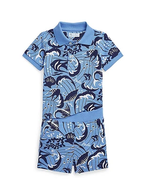 Baby Boy's Reef Print Polo & Shorts Set