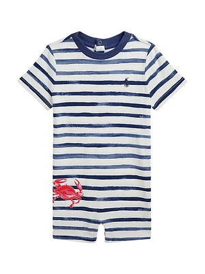 Baby Boy's Striped Crewneck Shortalls