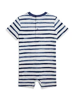 Baby Boy's Striped Crewneck Shortalls