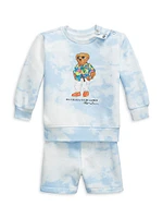 Baby Boy's Polo Bear Tie-Dye Sweatshirt & Shorts Set