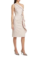 Jacquard One-Shoulder Cocktail Dress