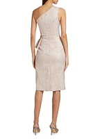 Jacquard One-Shoulder Cocktail Dress