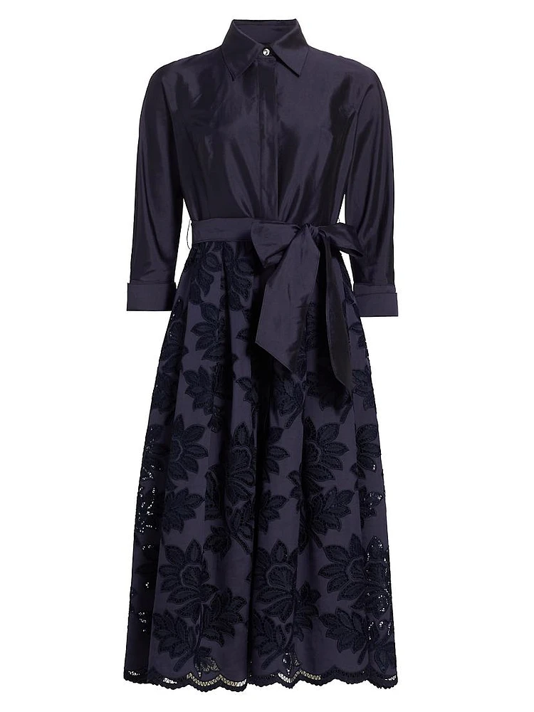 Floral Taffeta Shirt Cocktail Dress