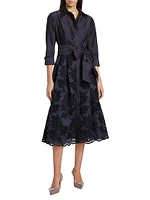 Floral Taffeta Shirt Cocktail Dress