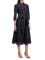 Floral Taffeta Shirt Cocktail Dress