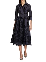 Floral Taffeta Shirt Cocktail Dress