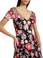 Embroidered Flower Cocktail Dress