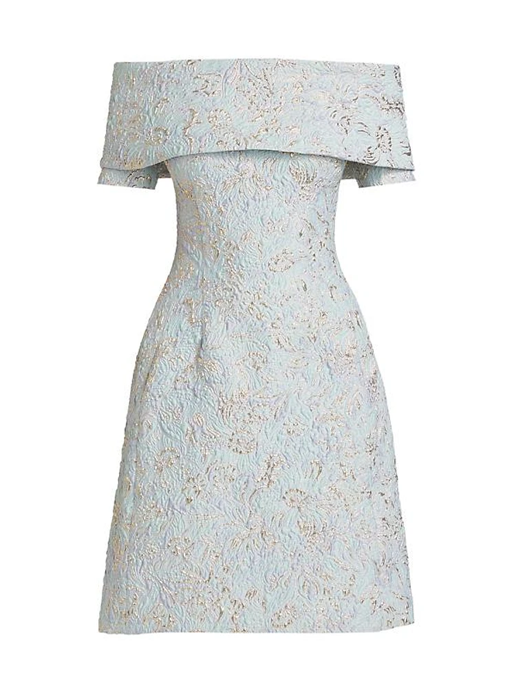 Metallic Jacquard Cocktail Dress