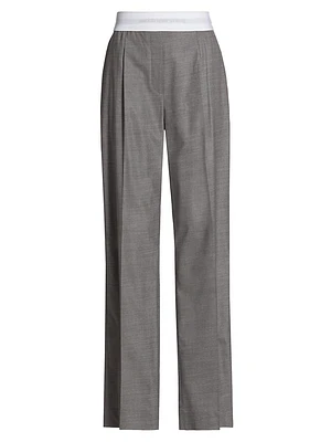 Wool-Blend Elasticized Pleated Pants