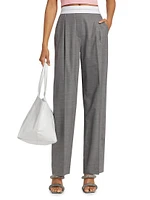 Wool-Blend Elasticized Pleated Pants