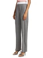 Wool-Blend Elasticized Pleated Pants