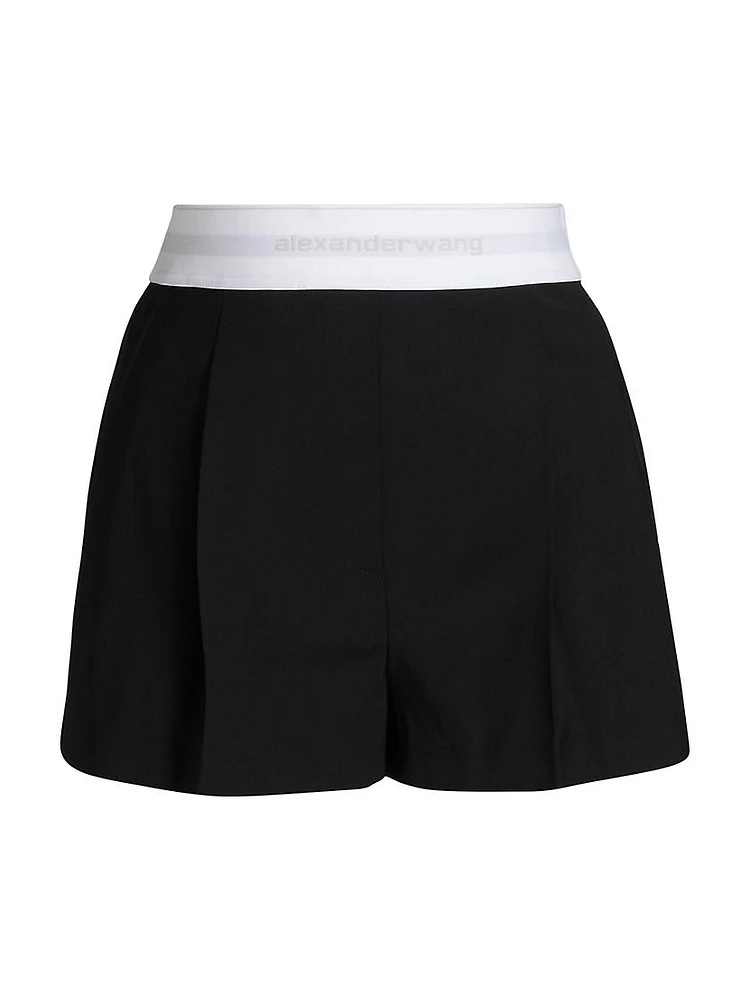 Pleated High-Rise Shorts