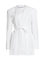 Cotton Shoulder-Slit Wrap Shirtdress