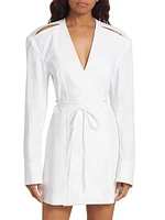 Cotton Shoulder-Slit Wrap Shirtdress