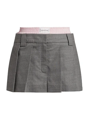 Wool-Blend Pleated Boxer Skort