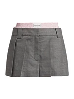 Wool-Blend Pleated Boxer Skort