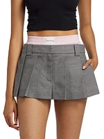 Wool-Blend Pleated Boxer Skort