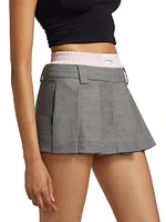 Wool-Blend Pleated Boxer Skort