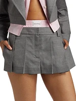 Wool-Blend Pleated Boxer Skort