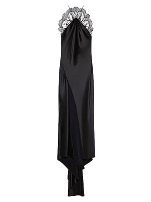 Evening Dress in Satin with Lace