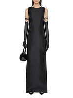 Evening Draped Dress in Wool and Silk