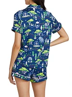 Printed Short-Sleeve Shirt & Shorts Pajama Set