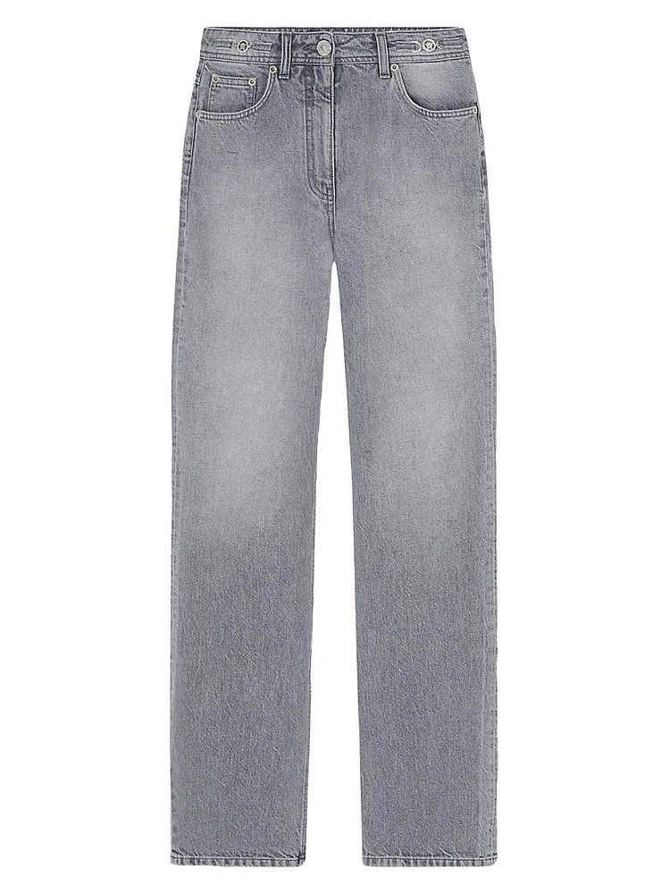 Stone Wash Grey Relaxed-Fit Jeans