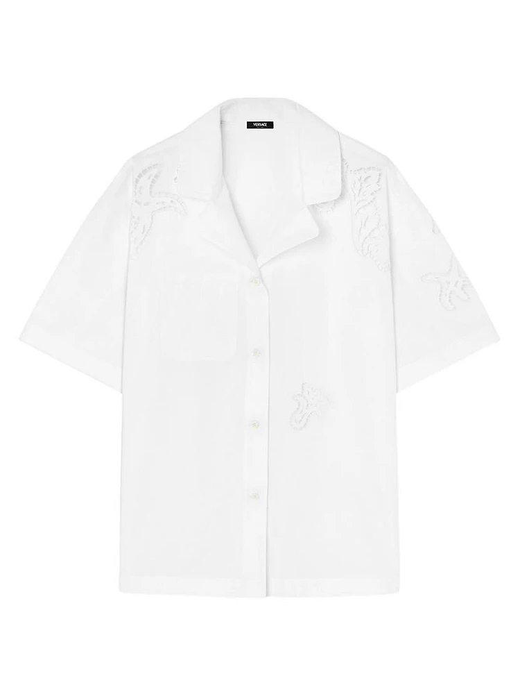 Baroque À Jour Cotton Camp Shirt