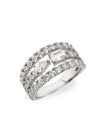 14K White Gold & 2.00 TCW Lab-Grown Diamond Triple-Row Ring