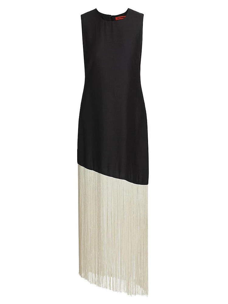 Casablanca Asymmetric Fringe Dress