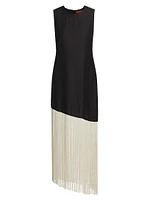 Casablanca Asymmetric Fringe Dress