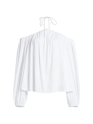 Oleander Poplin Off-The-Shoulder Top